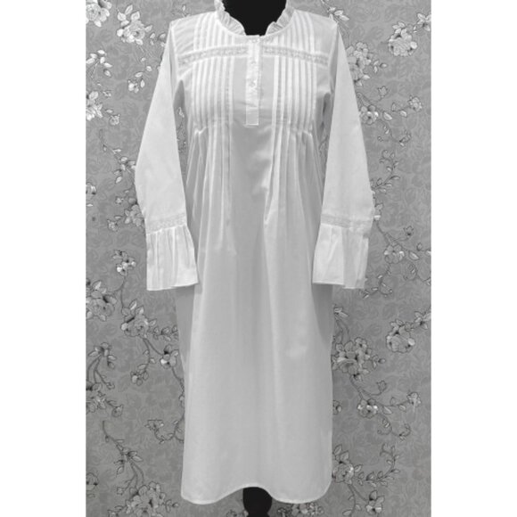 SoieRose 100% Cotton Victorian Nightgown – with Subtle Blue Dots - SR-1204 - Picture 2 of 11